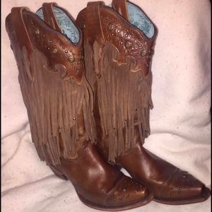 Corral Leather Fringe Cowboy Boots!